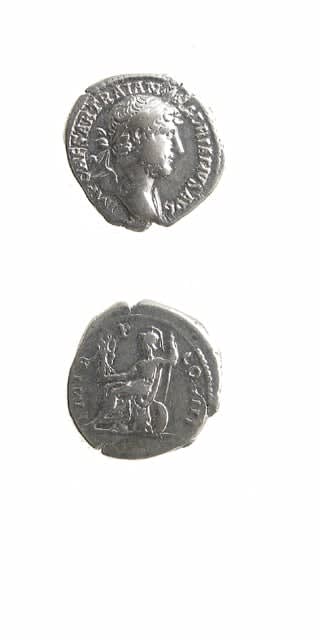 Silver Denarius of Emperor Hadrian, 117 CE - 138 CE