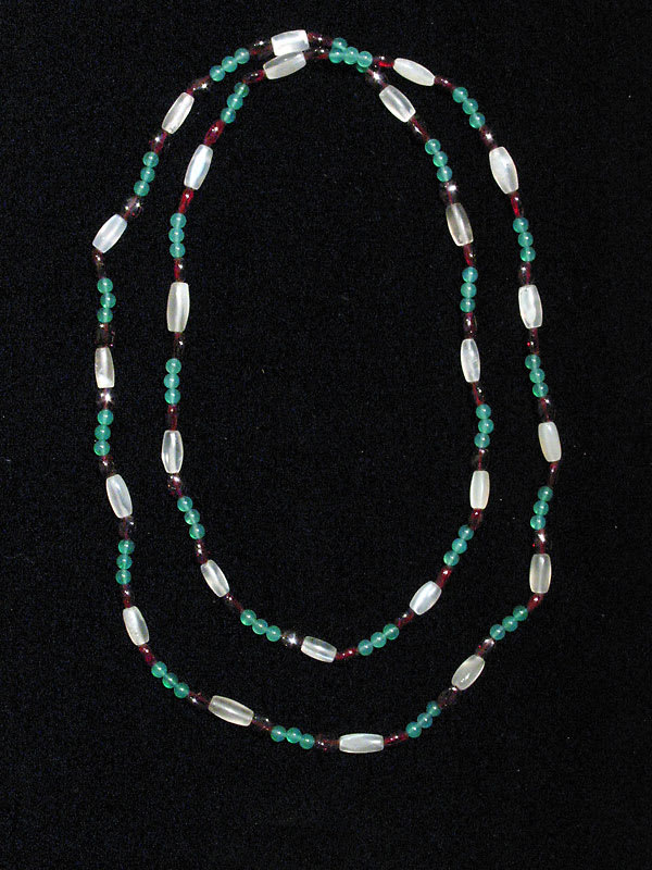 Moonstone, Garnet, Chalcedony Bead Necklace