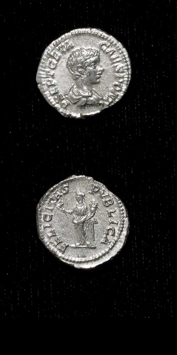 Silver Denarius of Geta Struck While Caesar, 199 CE - 202 CE
