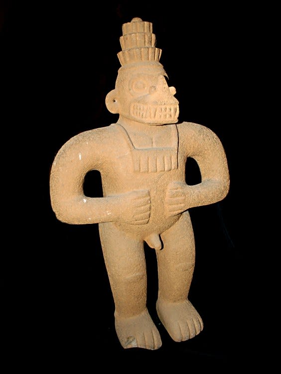 Basalt Sculpture Of A Standing Masked Figure, 1000 CE - 1550 CE