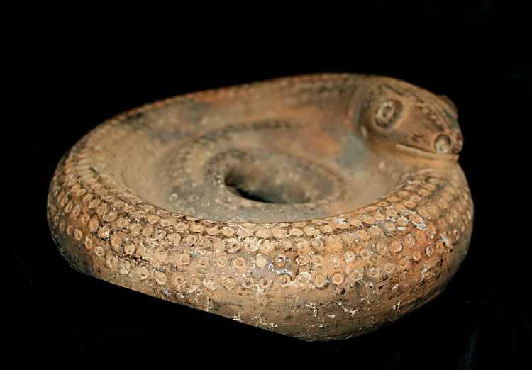 Djenne Terracotta Sculpture of a Coiled Snake, 12th Century CE - 14th Century CE
