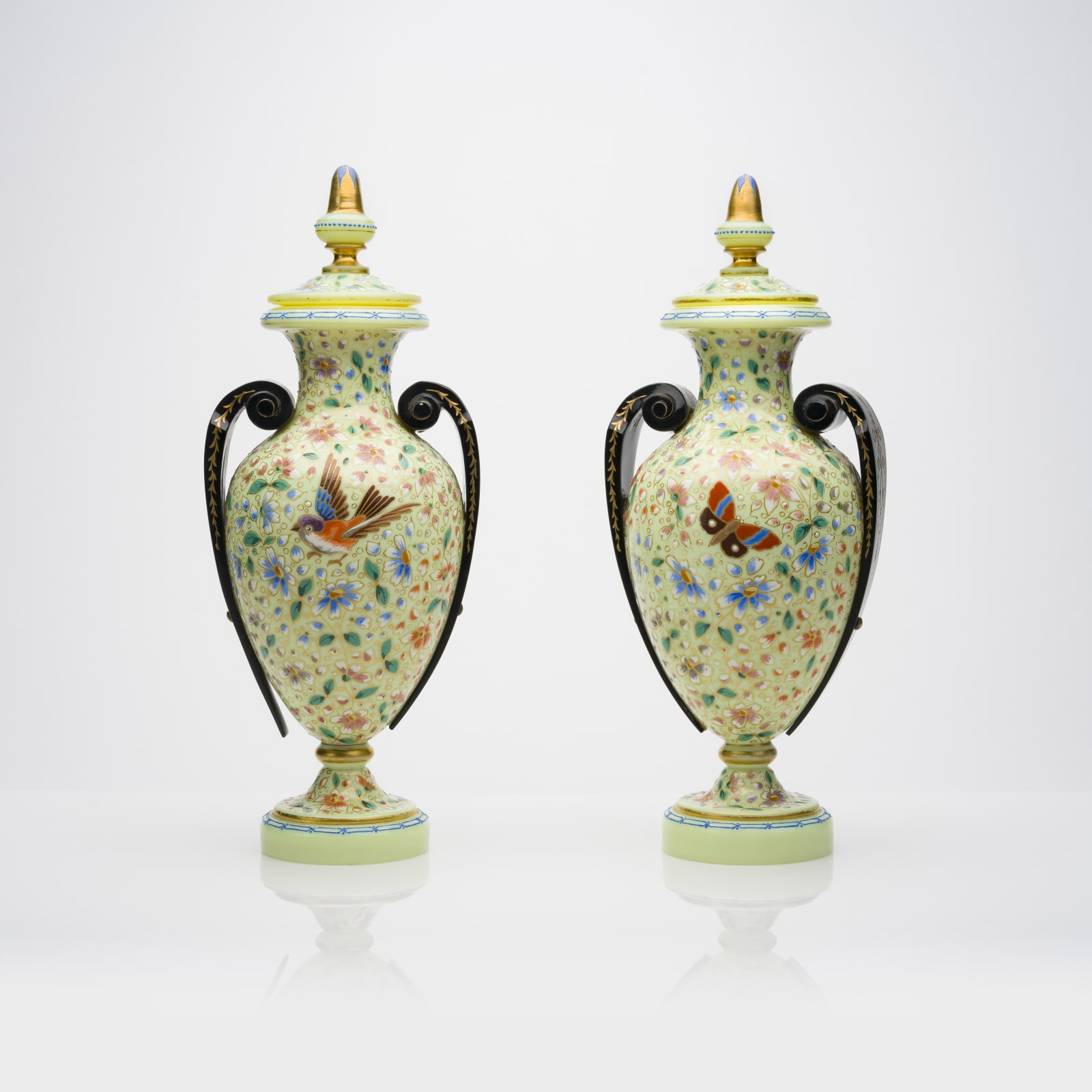 Pair Of Moser Glass Vases, 1890 CE - 1920 CE