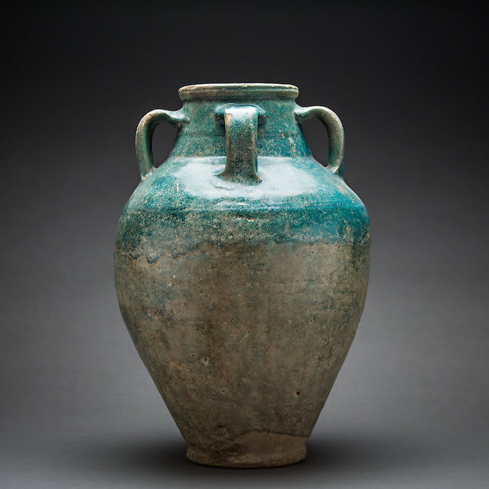 Parthian Turquoise-Glazed Terracotta Jar, 100 BCE - 300 CE