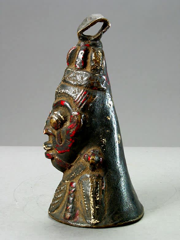 African Art-Benin Brass Bell-Shaped Head, 19th Century CE - 20th Century CE