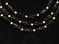 Black Onyx and Coral Bead Necklace