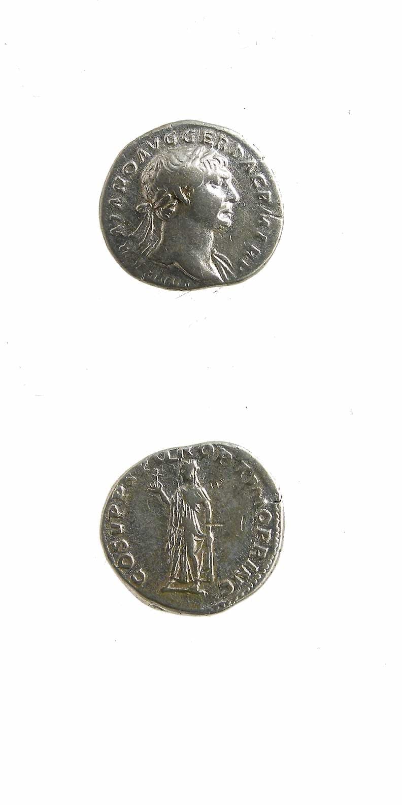 Silver Denarius of Emperor Trajan, 98 CE - 117 CE