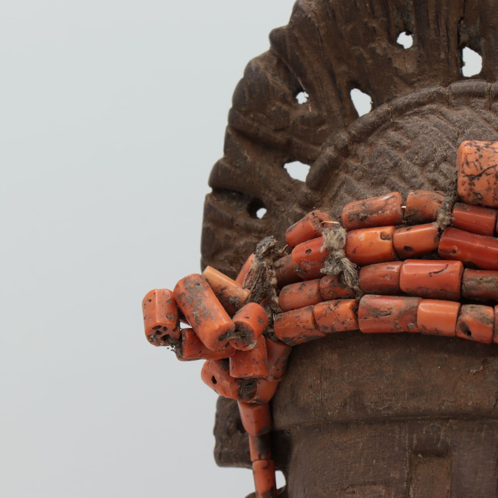 Benin Wood Hip Mask with Coral Beads, 1700 - 1800 CE