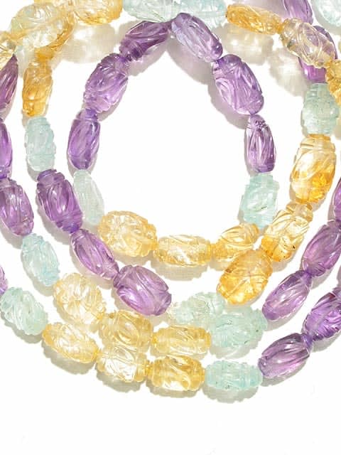 Amethyst, Citrine And Aquamarine Bead Necklace