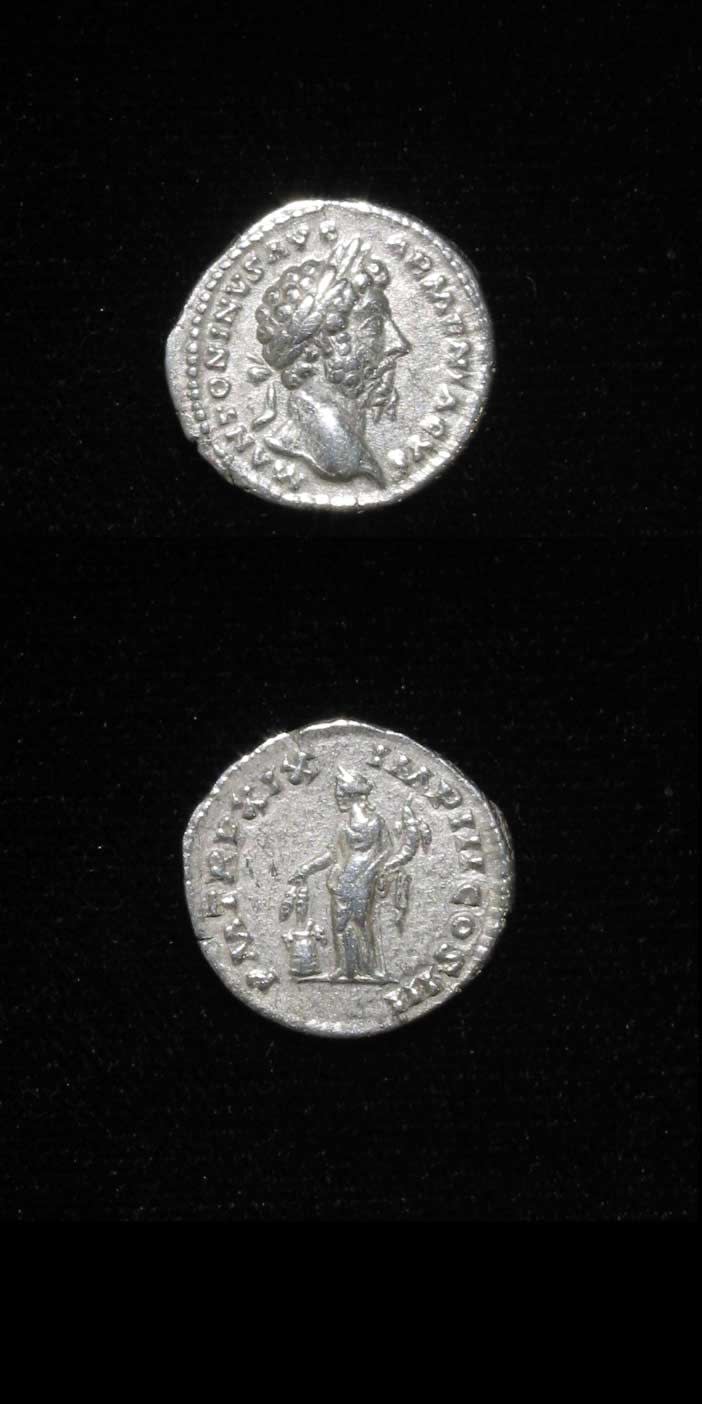 Silver Denarius of Emperor Marcus Aurelius, 161 CE - 180 CE