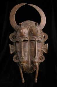 Senufo Bronze Double Kpeliye'e Mask, 19th Century CE - 20th Century CE