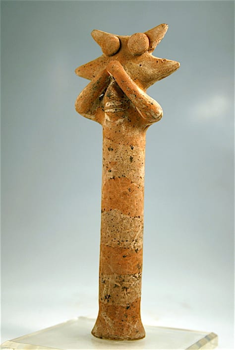 Nayarit Standing Figure Covering her Eyes, 300 BCE - 300 CE