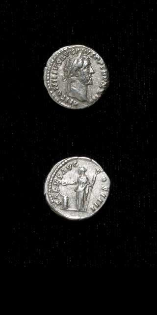 Silver Denarius of Emperor Antoninus Pius, 138 CE - 161 CE