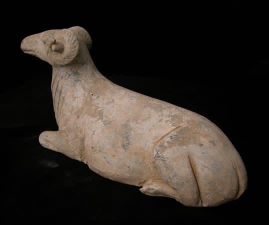 Tang Terracotta Sculpture of a Recumbent Ram, 618 CE - 906 CE
