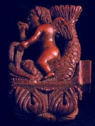 Roman Period Bone Sculpture of Cupid Riding a Sea Creature, 300 CE - 400 CE