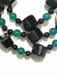 Black Onyx And Dyed Chalcedony Bead Necklace