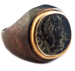 Ring with Bronze Coin of Emperor Constantius II, 337 CE - 361 CE
