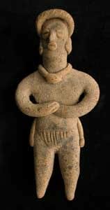 Tuxcacuesco-Ortices Style Colima Terracotta Sculpture of a Ballplayer, 300 BCE - 300 CE