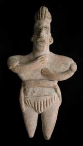 Tuxcacuesco-Ortices Style Colima Terracotta Sculpture of a Standing Ballplayer, 300 BCE - 300 CE