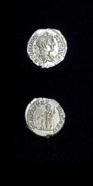 Silver Denarius of Emperor Caracalla, 200 CE - 210 CE