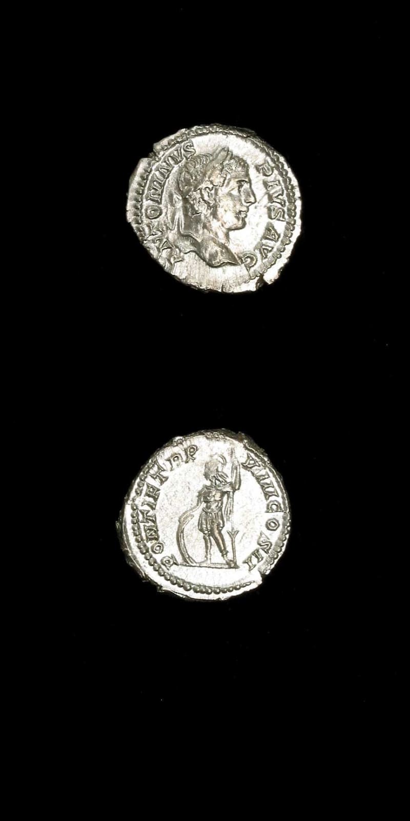 Silver Denarius of Emperor Caracalla, 200 CE - 210 CE