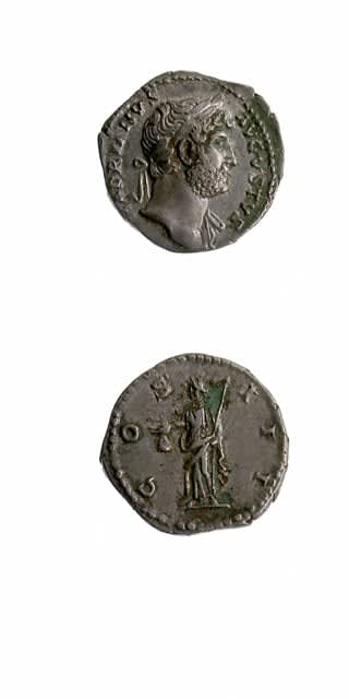 Silver Denarius of Emperor Hadrian, 125 CE - 134 CE