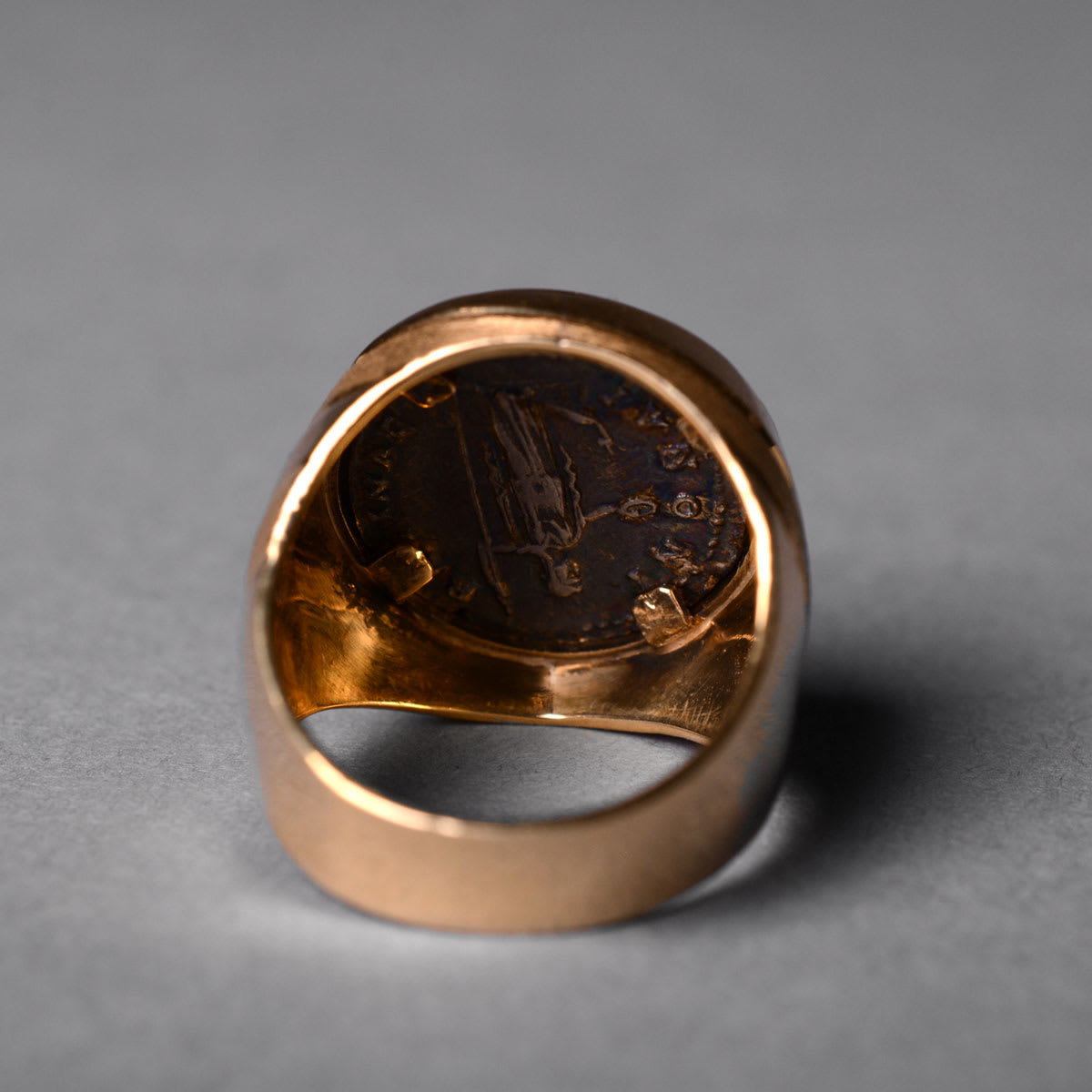Gold Ring Featuring a Roman Silver Denarius of Empress Faustina, 161 CE - 180 CE