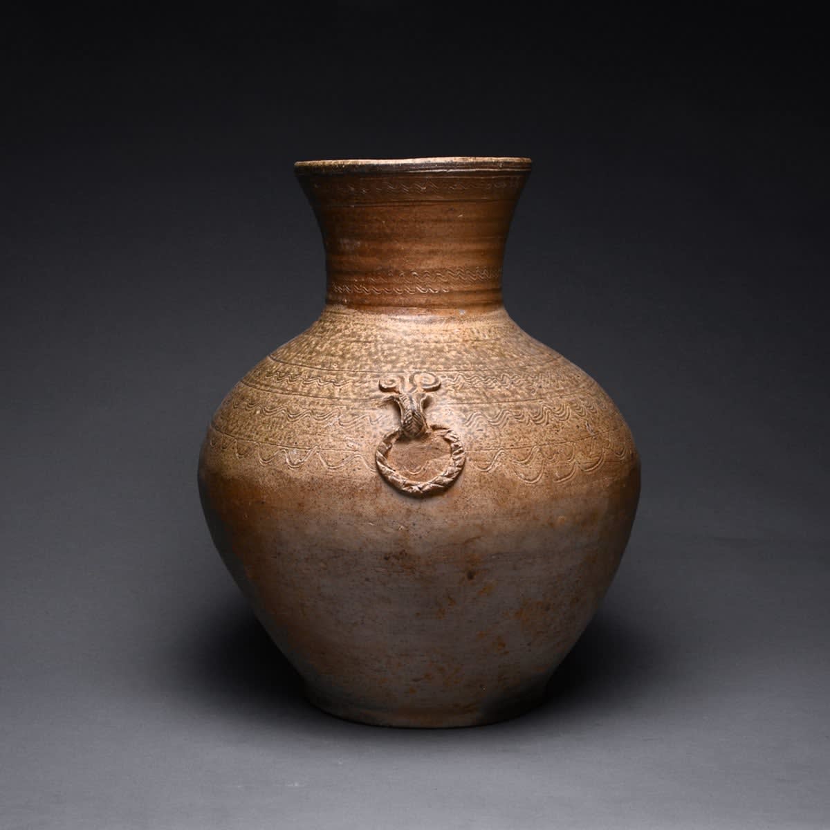 Warring States Terracotta Hu with Incised Decorations, 475 BCE - 221 CE