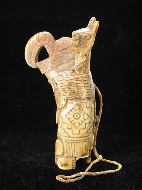 Huari Carved Bone Lime Container, 750 CE - 1000 CE