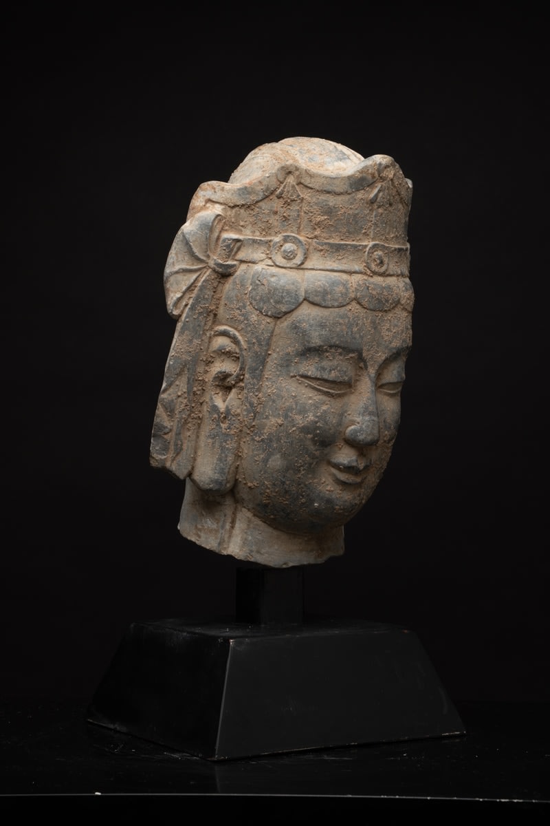 Northern Dynasties Stone Head of a Bodhisattva, 386 CE to 577 CE