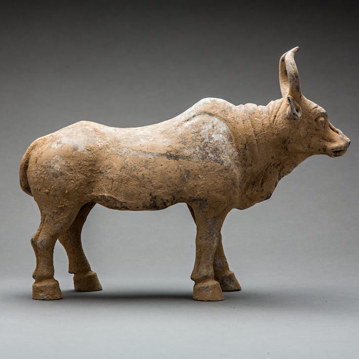 Pair of Tang Pottery Bulls, 618 CE - 906 CE