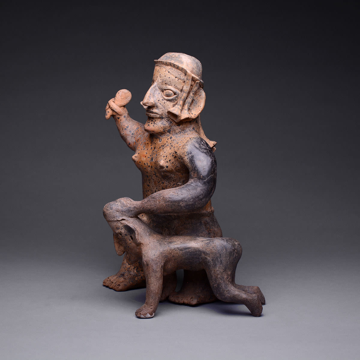 Ameca-Ezatlán Style Jalisco Terracotta Sculpture of a Warrior and Captive, 300 BCE - 300 CE