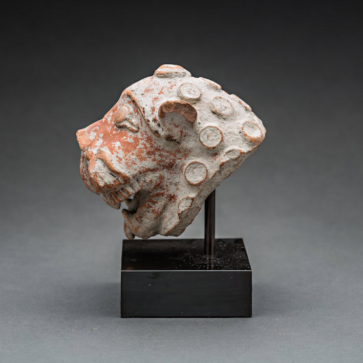 Hellenistic Terracotta Feline Head, 300 BCE - 100 BCE