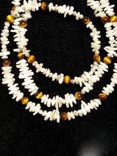 Cultured Pearl And Tiger's Eye Bead Necklace