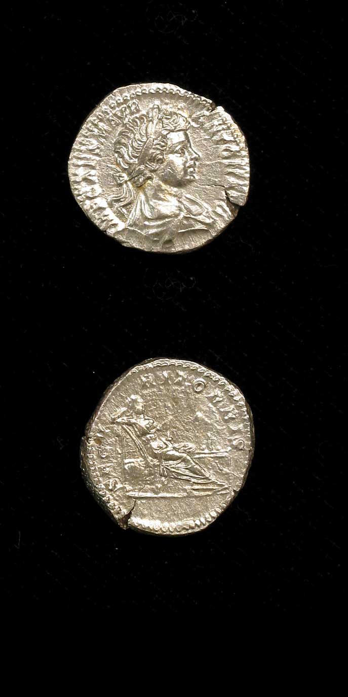 Silver Denarius of Emperor Caracalla, 198 CE - 199 CE