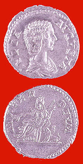 Silver Denarius of Empress Julia Domna, 196 CE - 211 CE