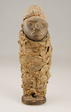 Yombe Nkisi Sculpture of a Man Wrapped in Cloth, 20th Century CE