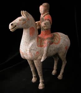 Han Polychrome Horse and Rider, 206 BCE - 220 CE