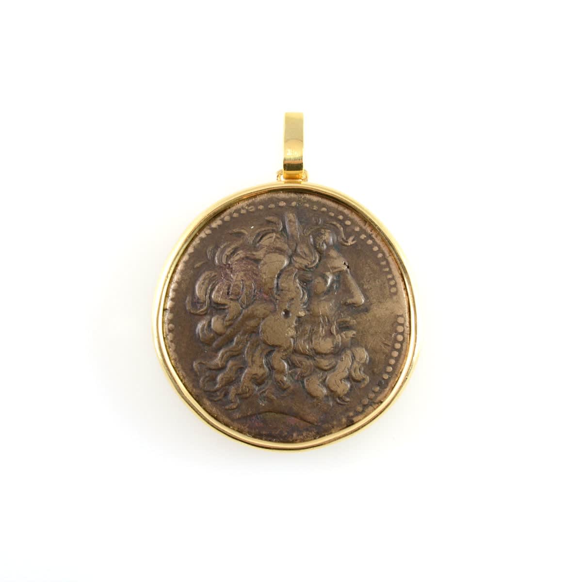 Gold Pendant Featuring a Bronze Coin of King Ptolemy III, 246 BCE - 221 BCE