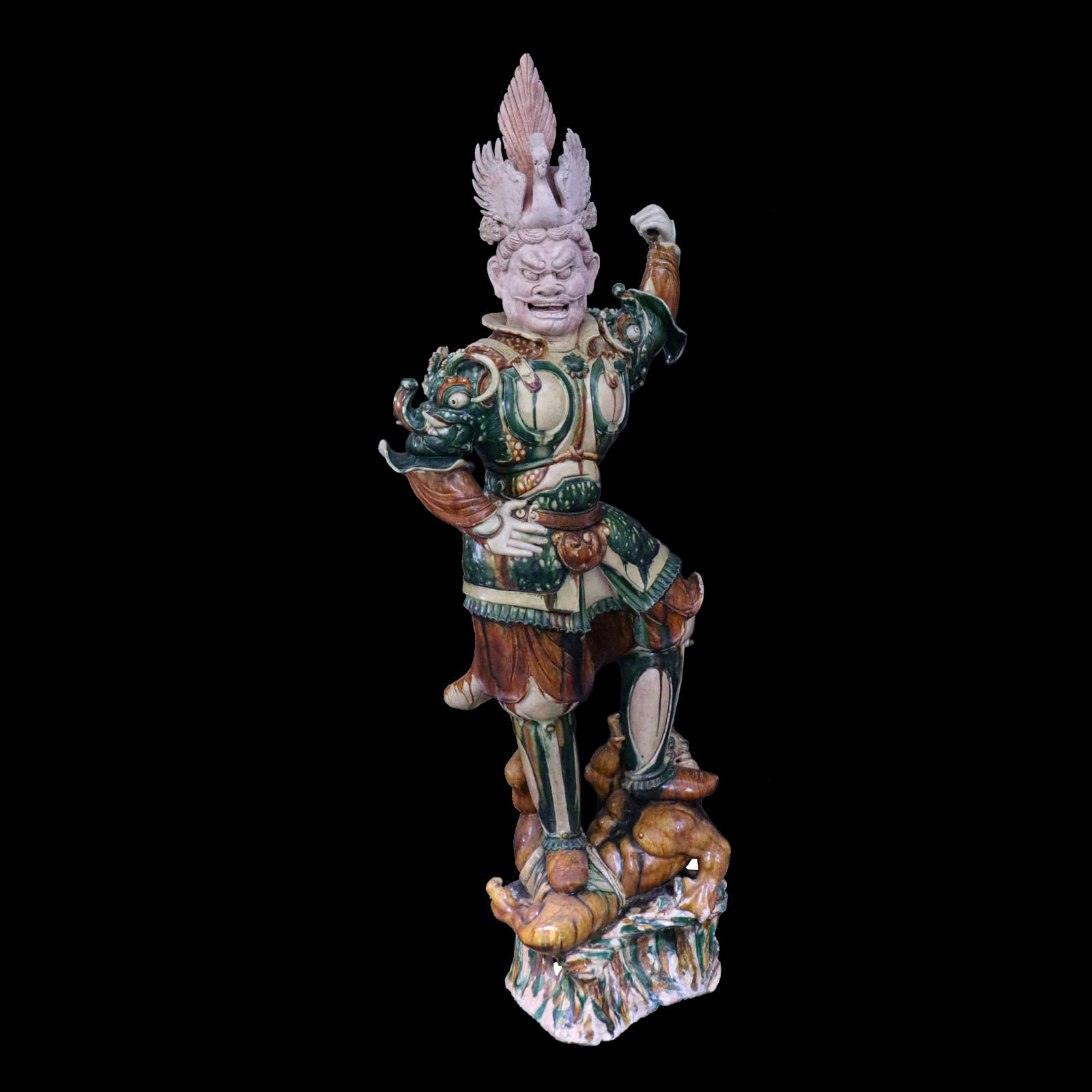 Tang Dynasty Sancai-Glazed Figure of the ‘Guardian of the Burial Chamber’ (Tang-k’uang), AD 618 - AD 907