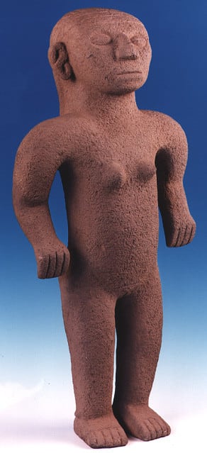 Basalt Sculpture Of A Standing Female, 1000 CE - 1500 CE