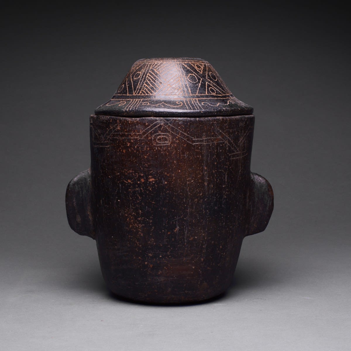 Guanacaste-Nicoya Blackware Trophy Head Vessel, 500 CE - 1000 CE