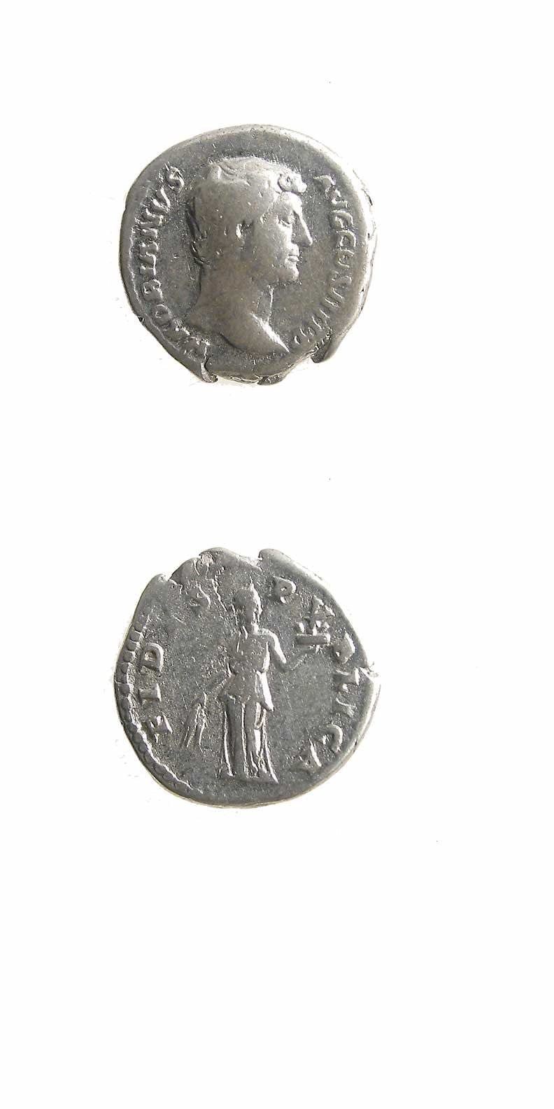 Silver Denarius of Emperor Hadrian, 117 CE - 138 CE