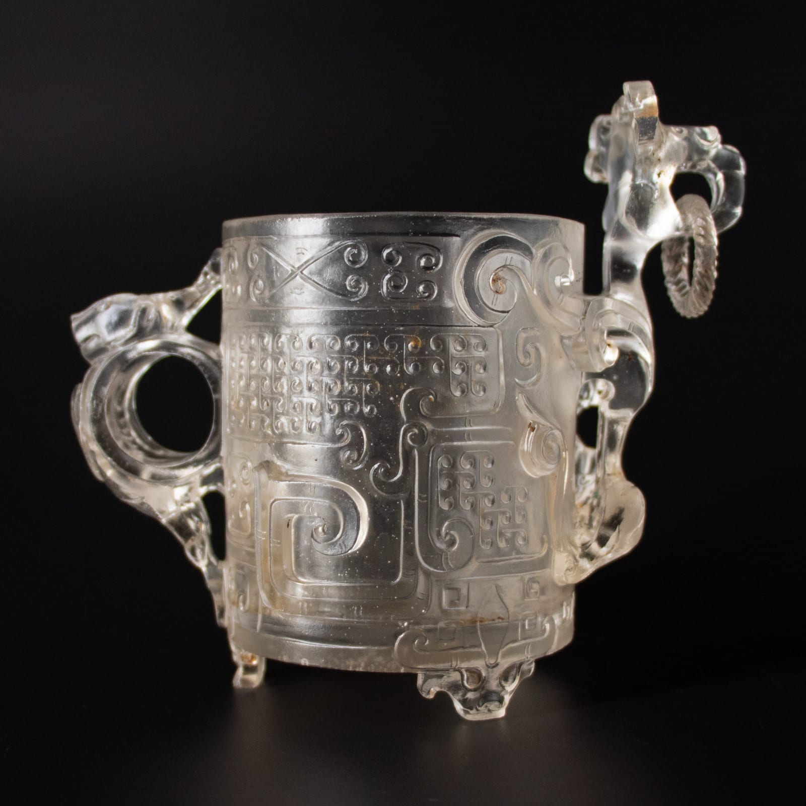 Glass goblet with dragon-shaped handle, Qing Dynasty, 1644-1912