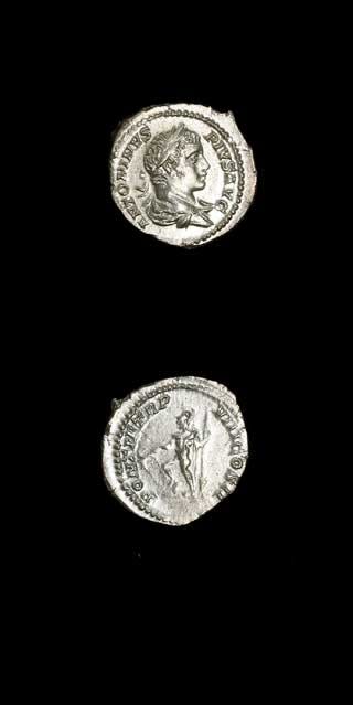 Silver Denarius of Emperor Caracalla, 200 CE - 210 CE