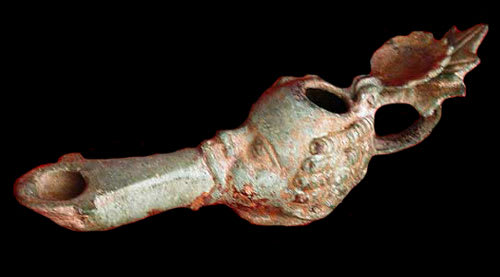 Bronze Oil Lamp in the Form of an African's Head, 100 CE - 300 CE