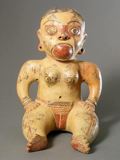 Galo Polychrome Seated Female Figure, 500 CE - 800 CE