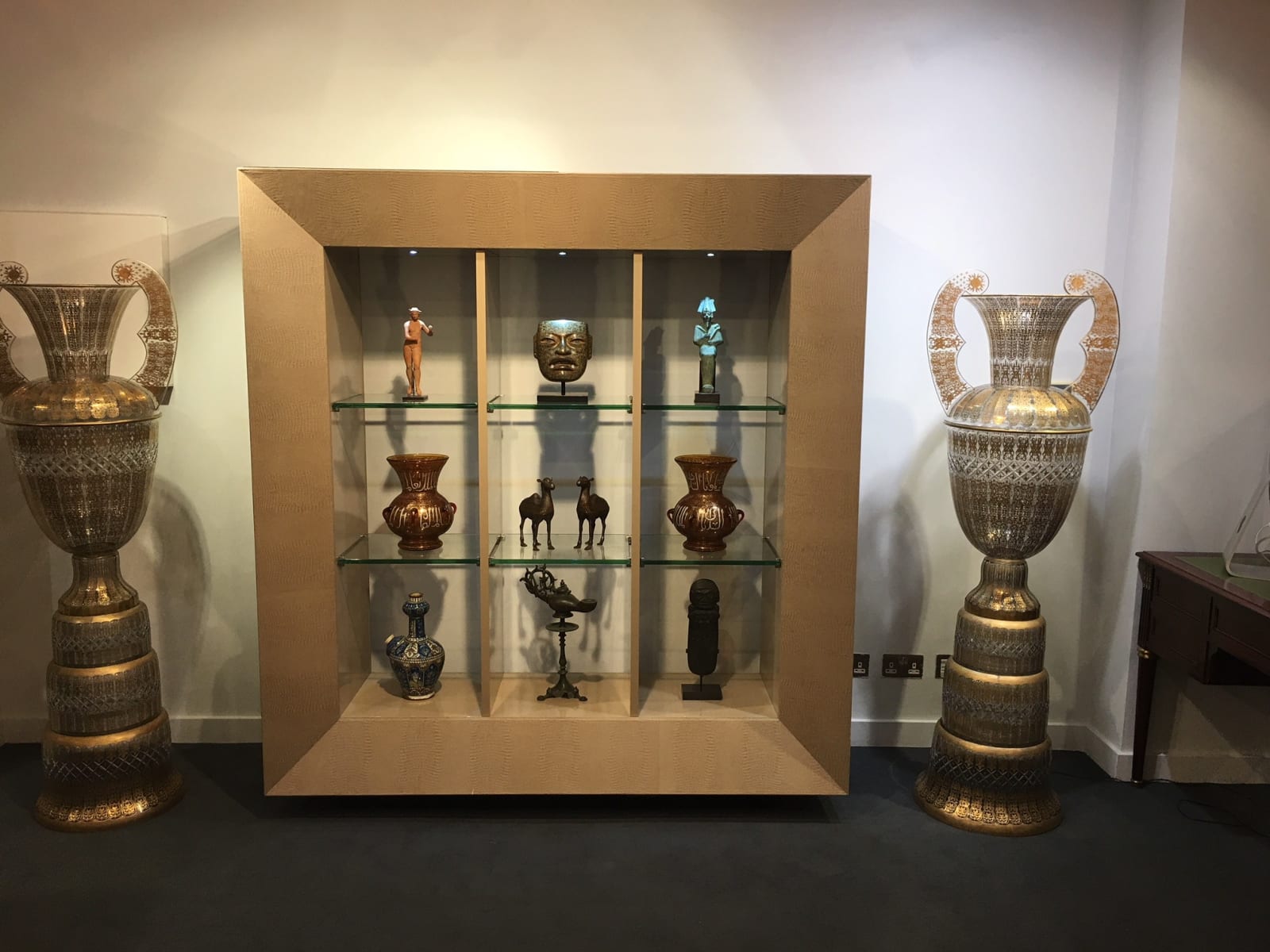 Pair of gold glass Alhambra style vases, 19th Century CE