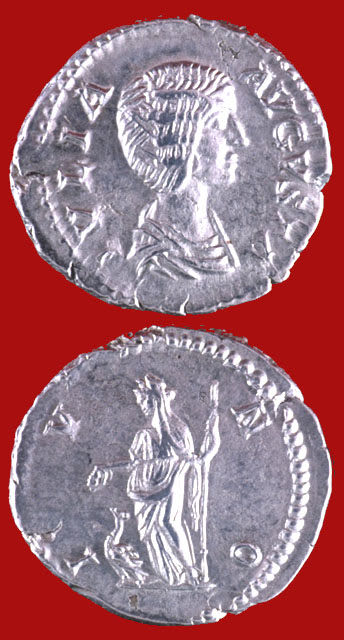 Silver Denarius of Empress Julia Domna, 196 CE - 211 CE