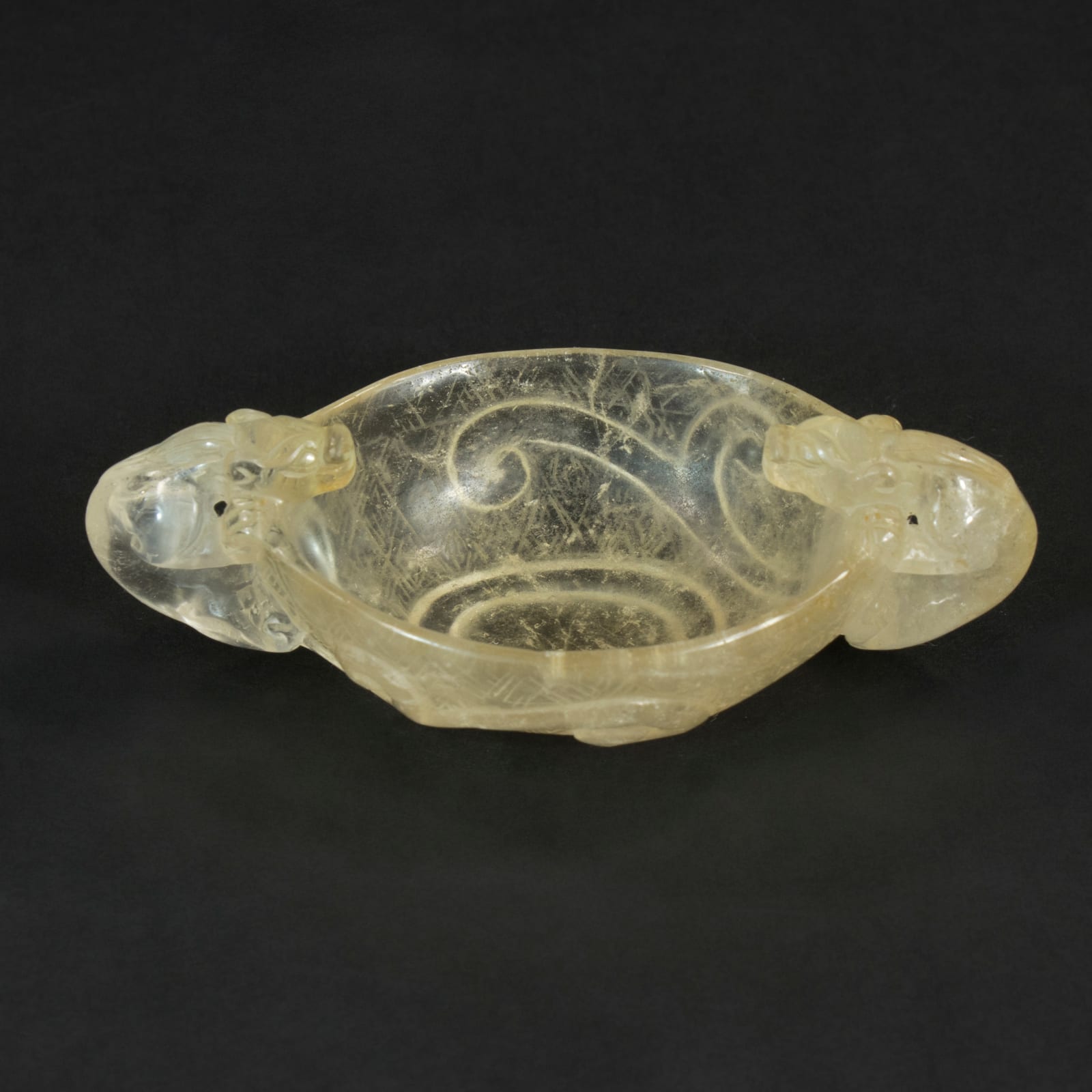 Chinese miniature rock-crystal cup with mythological creatures, 1644-1912 CE