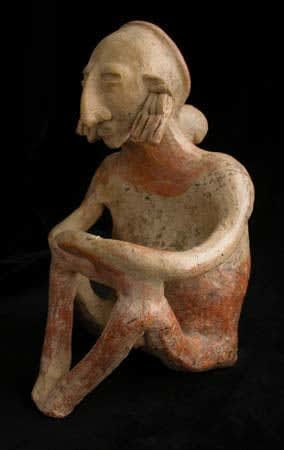 San Juanito Style Jalisco Terracotta Sculpture of a Seated Man, 300 BCE - 300 CE